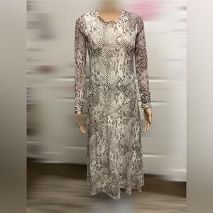 Rachel Zoe Monochrome Patterned Long Sleeve Dress